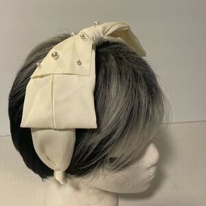 Off White Fabric Headband w/ Faux Pearls. For Wedding, Party NWT